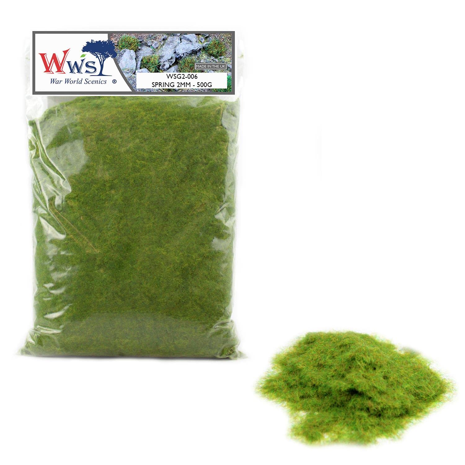 WWS War World Scenics WWScenics | 2mm Frühling Statische Grasfasern | 500g | WSG2-006 | Streugras für Modellbahn und Modellbau