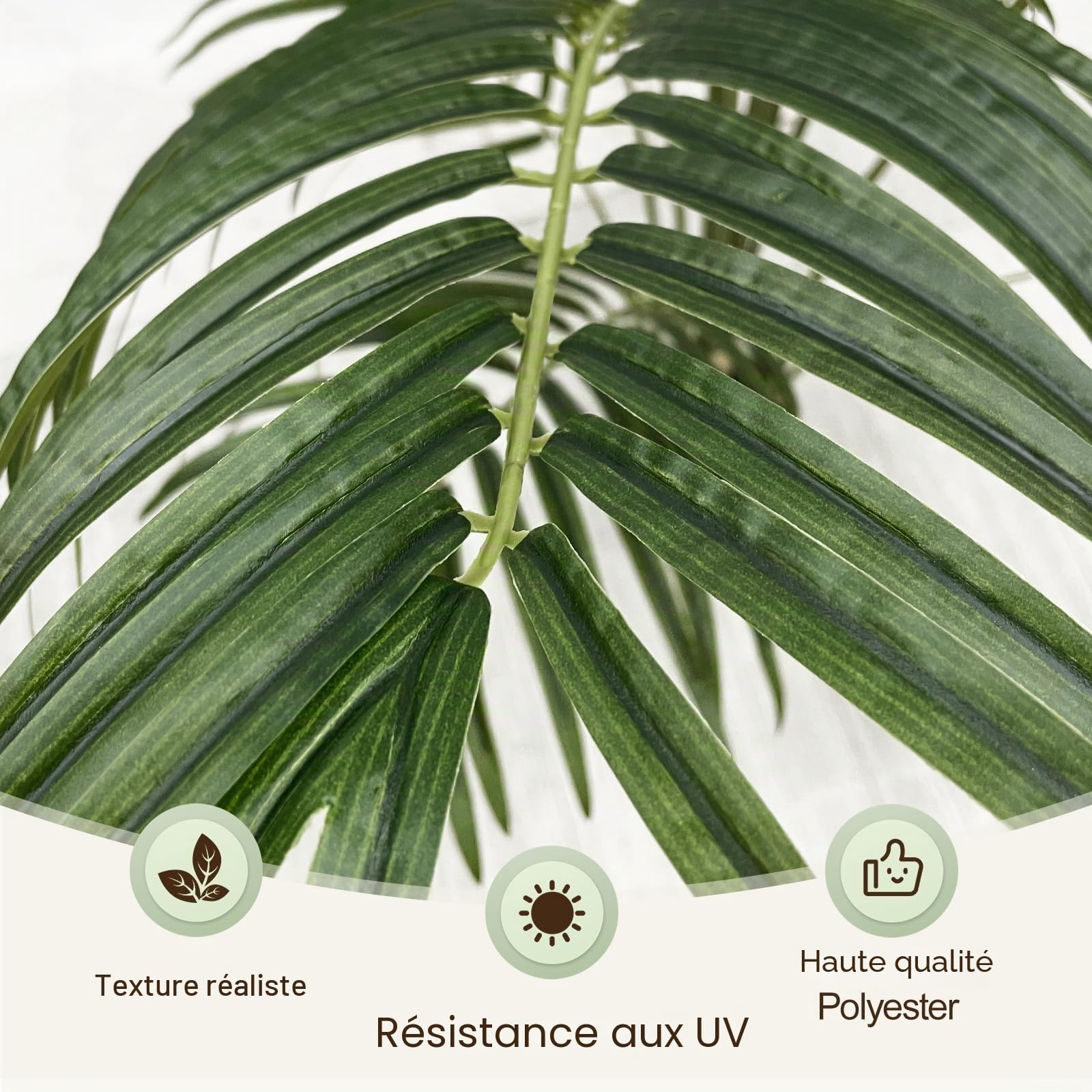 Palmier Artificiel de 1,8 m avec Pot Blanc – Grand Faux Palmier Tropical en Pot avec véritable écorce pour la Maison, Le Bureau, Le Salon, la Chambre, la Ferme et la décoration Moderne