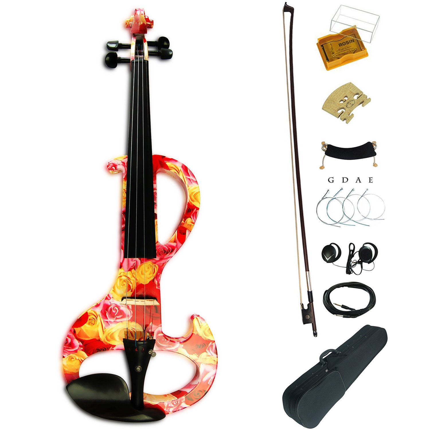 Aliyes - Violino elettrico professionale a mano da donna, silenzioso, 4/4, in legno massello, professionale, per principianti, per violino da viaggio, per spalla, 1003