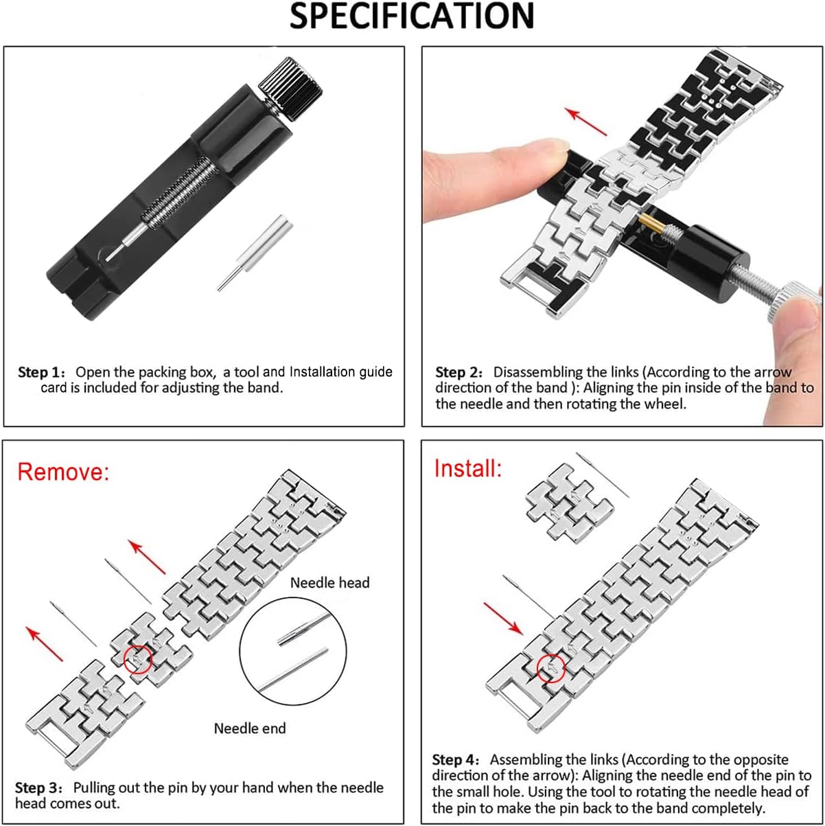 Bands Compatible with Samsung Galaxy Watch 4 Classic (46mm), 20mm Luxury Rhinestone Diamond Metal Steel Bracelet with Watch Face Bezel Ring Case Cover Replacement for Women Men (Silver) - Image 7