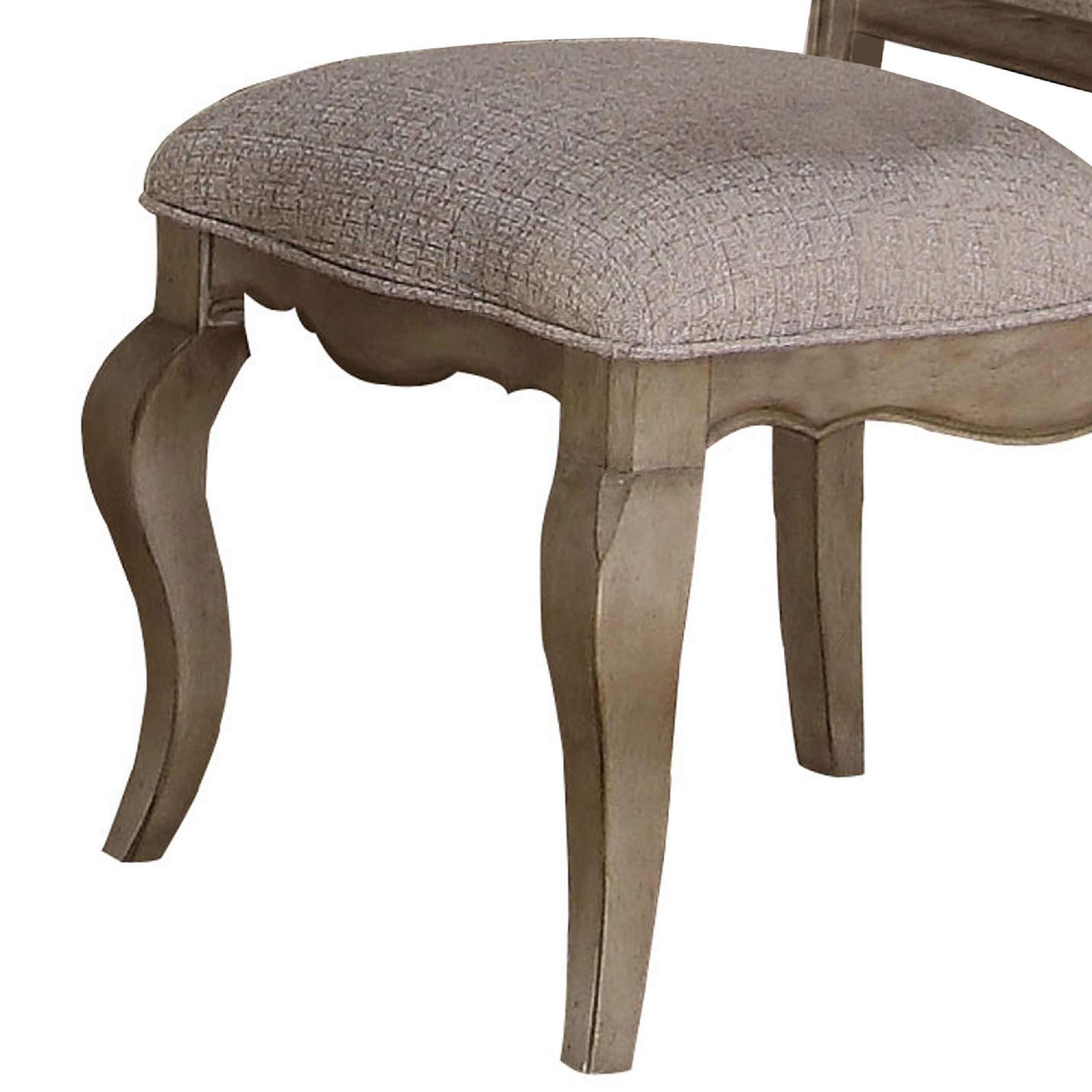 Amazon.com - ACME Furniture Dining Chair, Beige Fabric & Antique