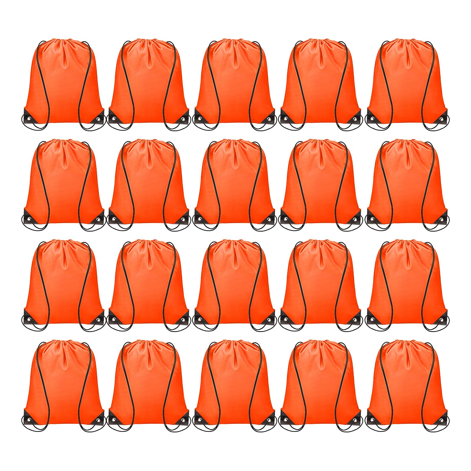 sourcing map 20pcs Drawstring Bags Draw String Backpack Bulk Polyester Sport Draw String Bag Gym Sack Cinch Tote String Backpack for Gym Party Sport Trip Swimming Beach, Orange