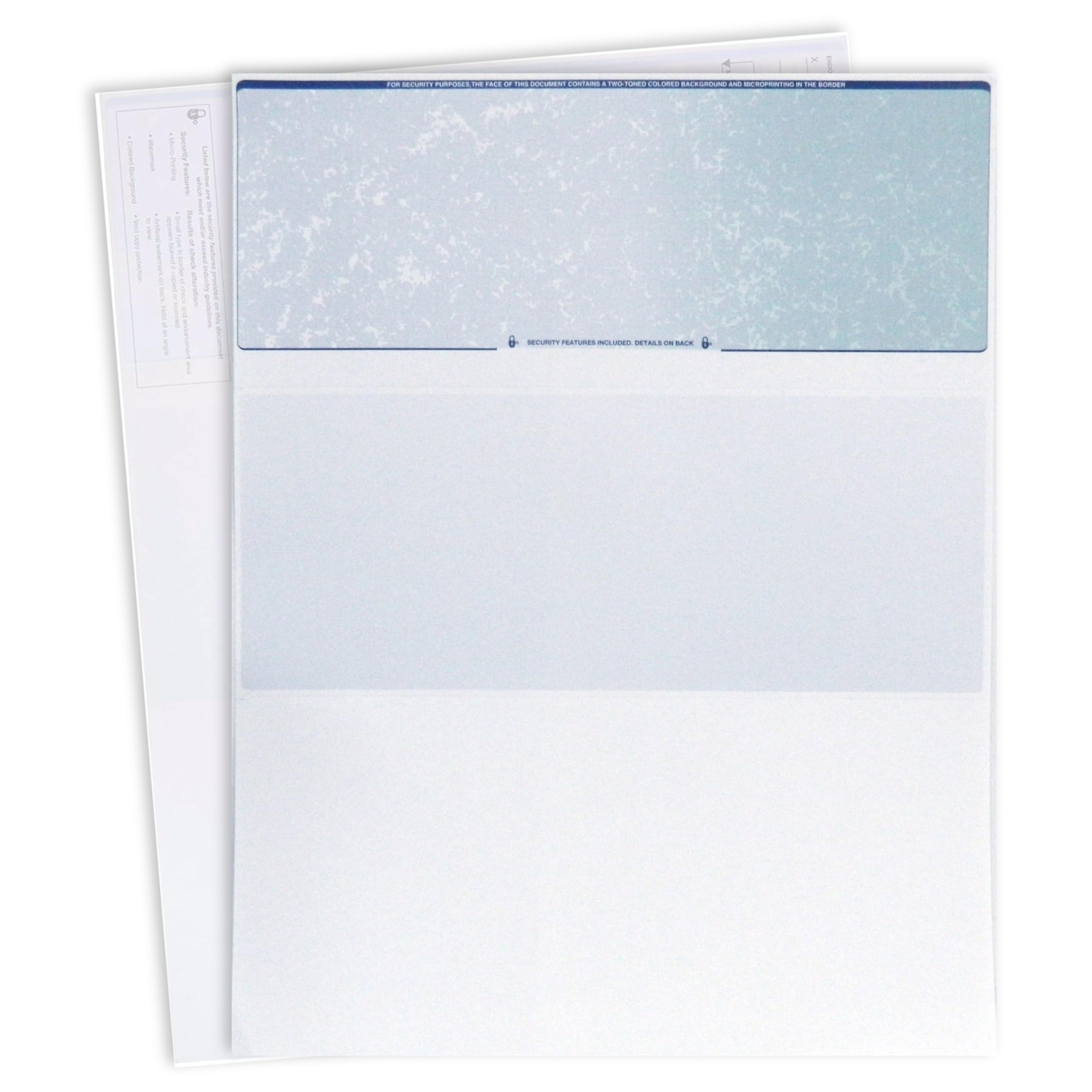 Check O Matic Computer Paper - 100 Pack - Top Blank Stock s - Security Features & Laser Printer Compatible - Blue Green