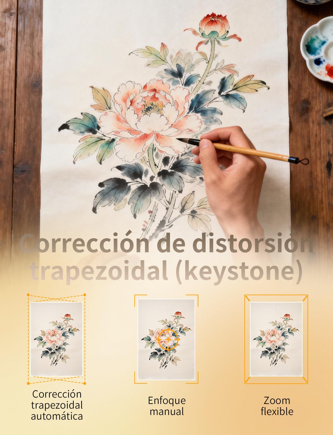 LAIZESKE HY520 Proyector de Arte para Calcar y Dibujar, 720P Portátil Inteligente para Artistas Adultos, Proyector de Imagen para Pintar sobre Lienzo, 200 Lúmenes ANSI con WiFi y Bluetooth