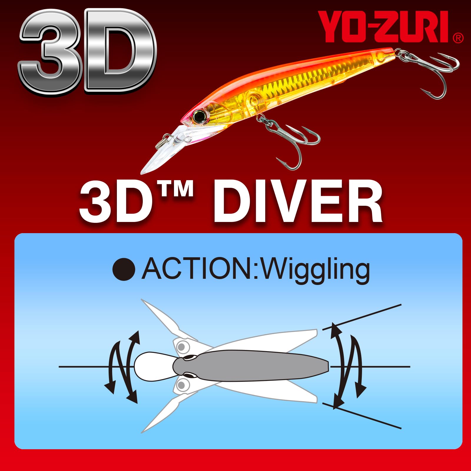 Yo-Zuri R1456-CPFF: 3D Diver (S) 140 mm 5-1/2 pulgadas, pez volador