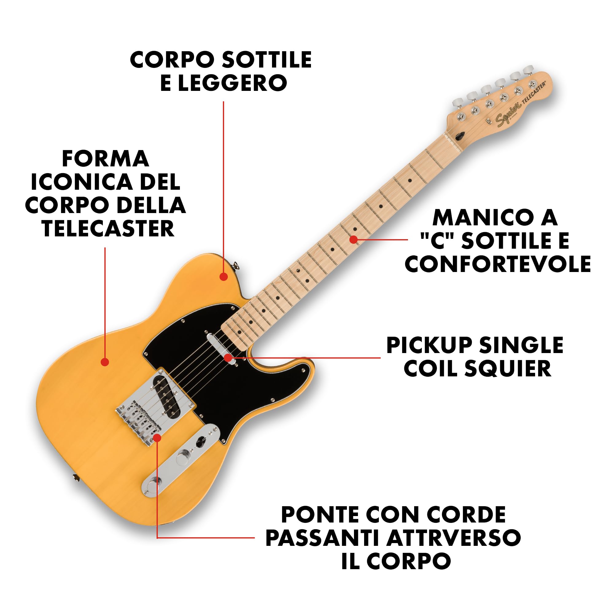 Squier by Fender Affinity Series Telecaster, Chitarra Elettrica, Tastiera in Acero, Butterscotch Biondo, Include lezioni virtuali gratuite su Fender Play