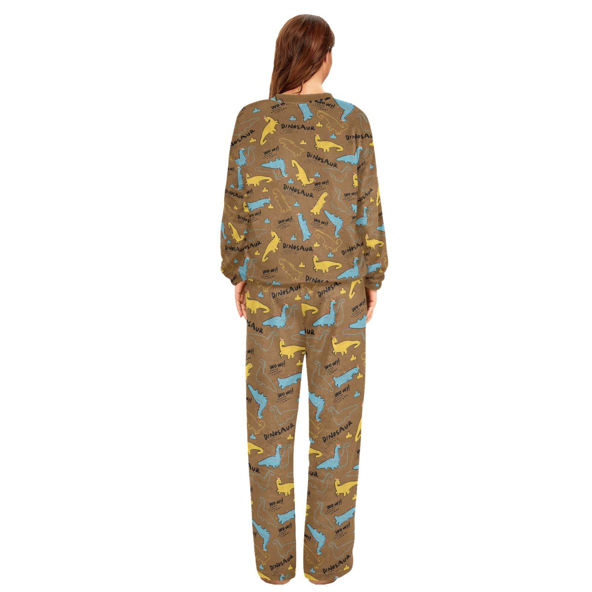 ALAZA Conjunto de pijama de forro polar para mujer, diseño de flores, ropa de descanso de dos piezas, ropa de dormir térmica, pijama súper suave, talla S