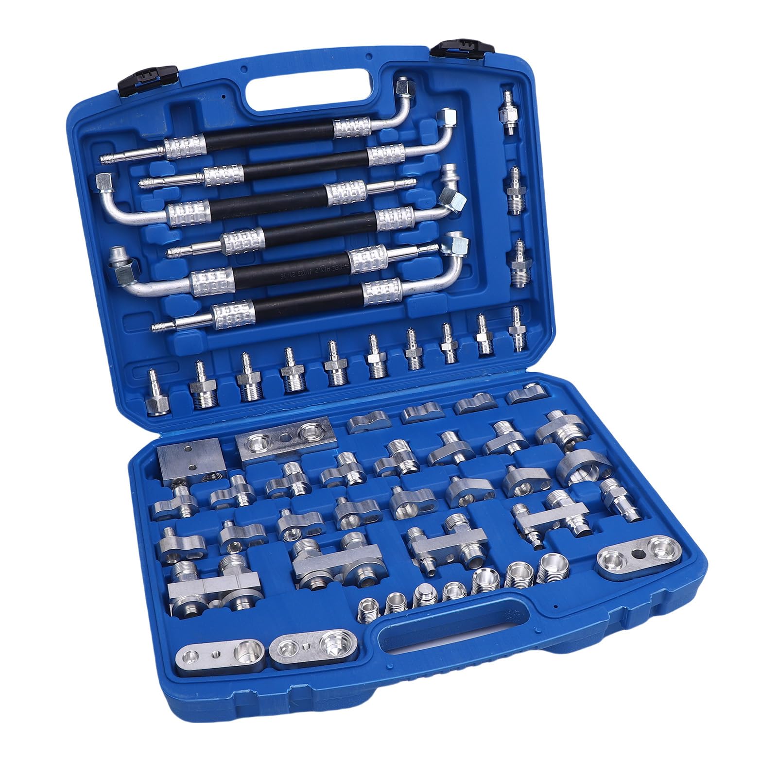 Kit de Reparación y Prueba de Fugas de CA de Latón | Juego de Herramientas de Diagnóstico de Aire Acondicionado Automotriz de 56 Piezas para Vehículos