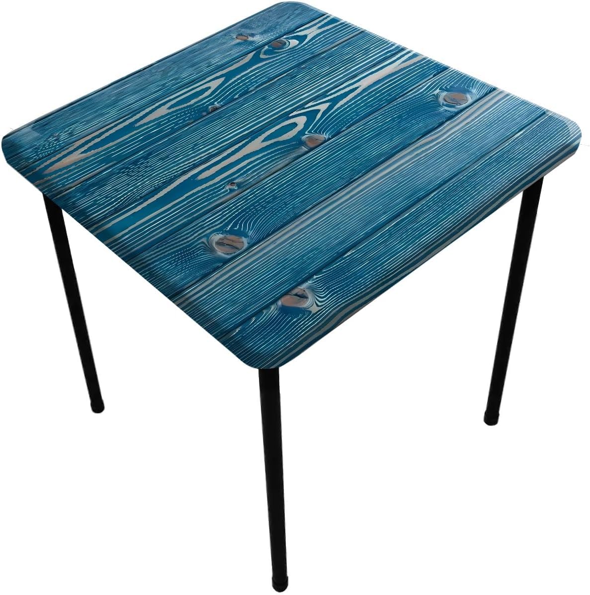 Nappe carrée élastique aspect bois bleu 30x30 pouces lavable
