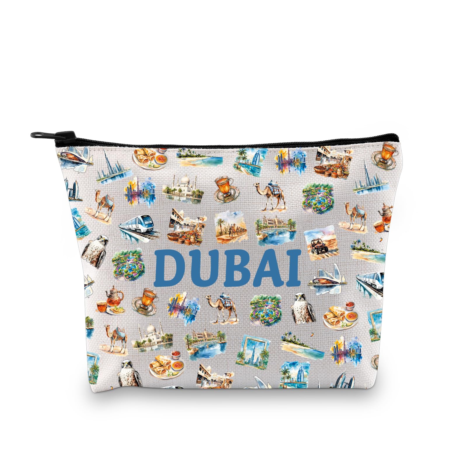 Zuo Bao Dubai Gift Dubai Lovers Gift Dubai Fan Makeup Bag Dubai Tourist Gift Dubai Landmark Dubai Theme Party (DUBAI)