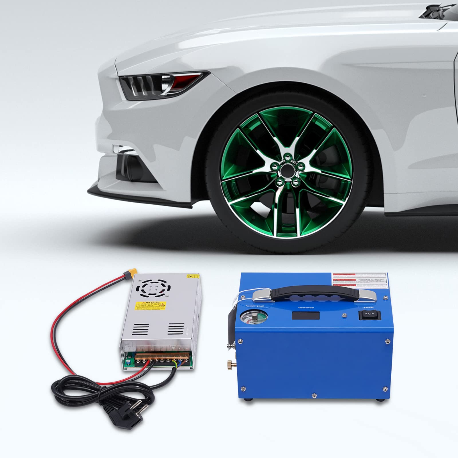 Sprężarka powietrza z PCP 4500 psi, wysoka sprężarka powietrza 30 MPa/300 bar, 250 W, czarna, z transformatorem, ręczne zatrzymanie, lekki korpus, bezolejowy/wodny