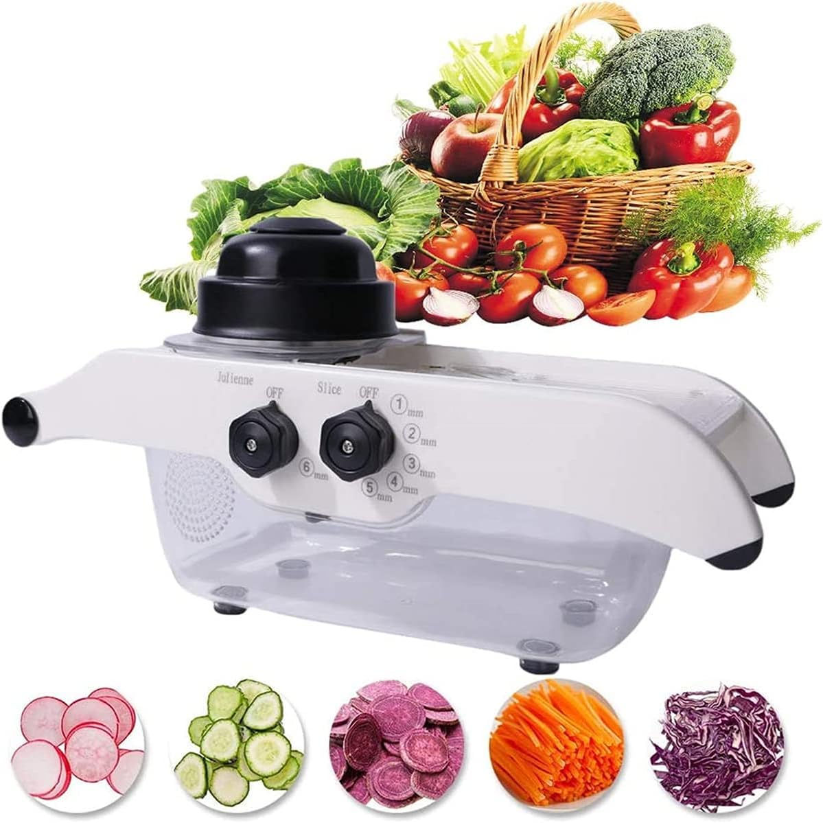Cortador de verduras, cortador multifuncional de acero inoxidable, grosor ajustable para cortar verduras y frutas sin esfuerzo