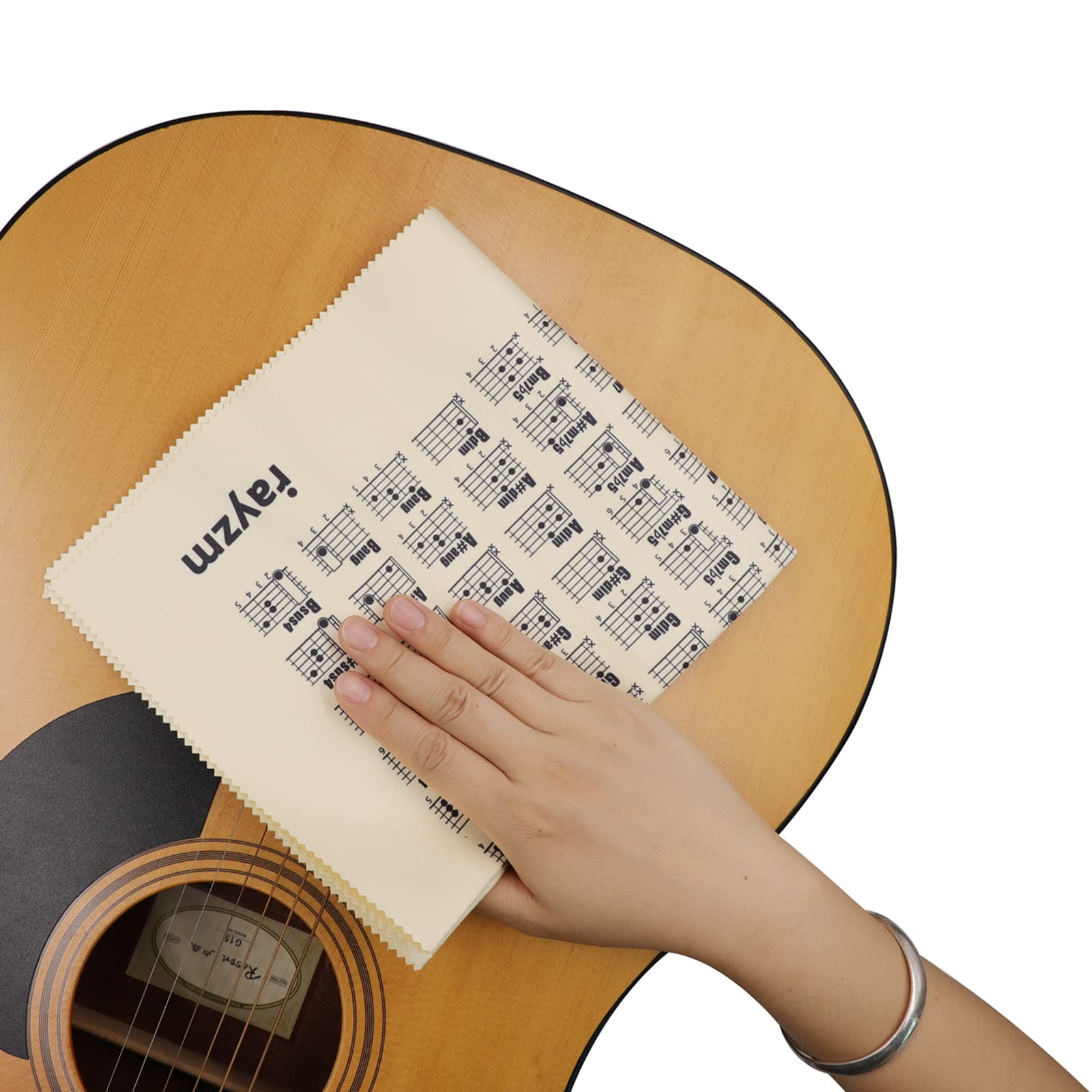 Rayzm Zjeżdżalnia do gitary ze stali nierdzewnej i akordów gitarowych wykresy ściereczka do czyszczenia, 6 * 2,1 cm (dł. * ID) palec kostka gitara sznurek slajd
