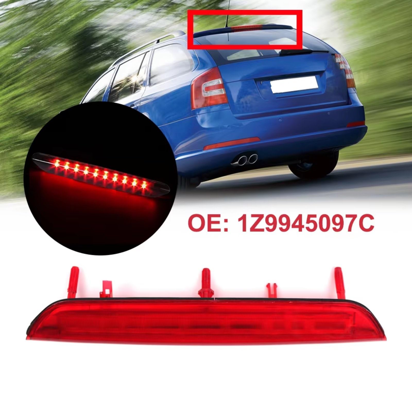 Tercera Luz Stop Compatible Con Skoda Para Octavia 2004-2013 Tercera Luz Freno Trasera Montaje Para Alto Roja Accesorios Coche 1Z9945097C