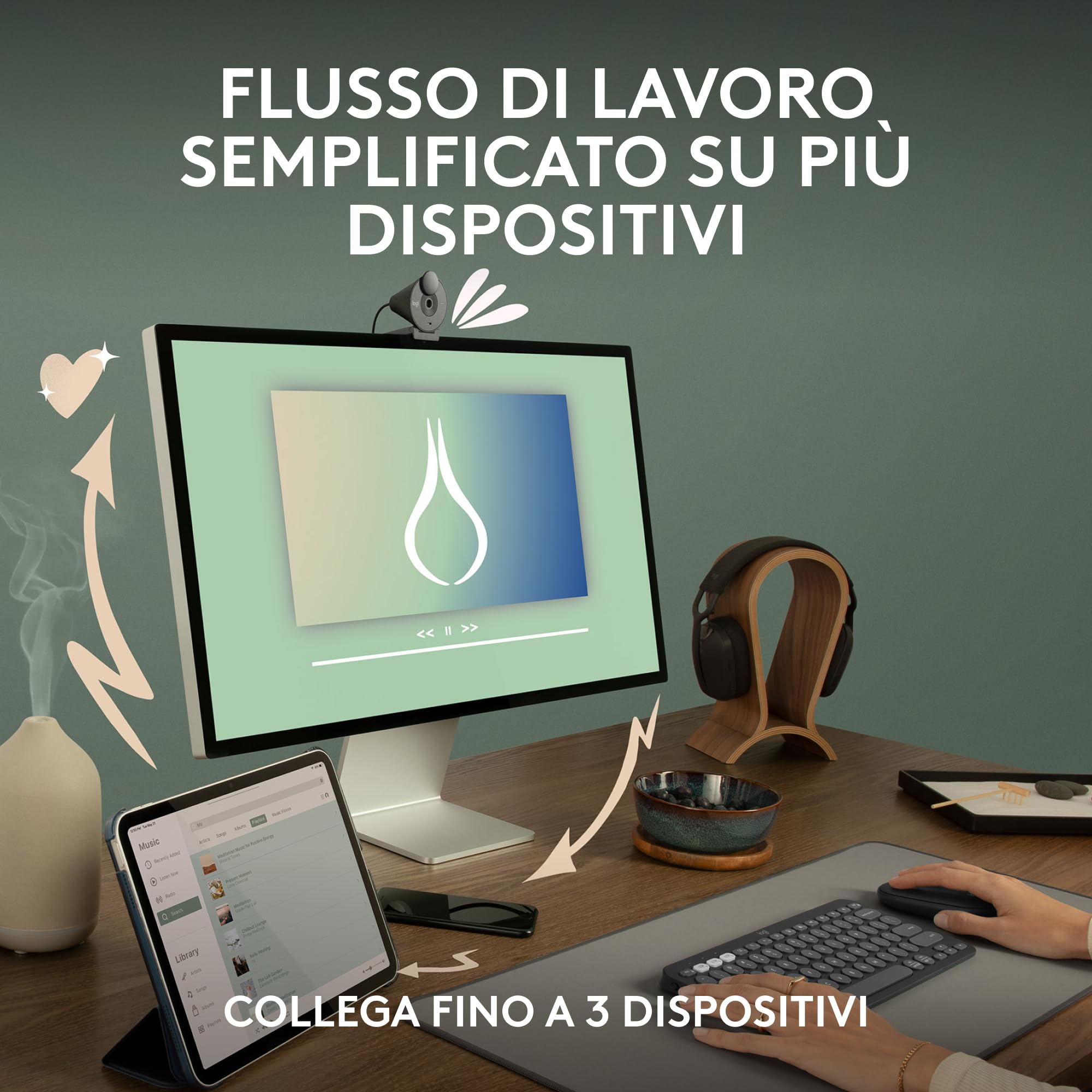 Logitech Pebble Mouse 2 M350s Wireless Bluetooth Slim, Portable, Lightweight, Customizable, Discrete Clicks, Easy-Switch for Windows, MacOS, iPadOS, Android, Chrome OS - White