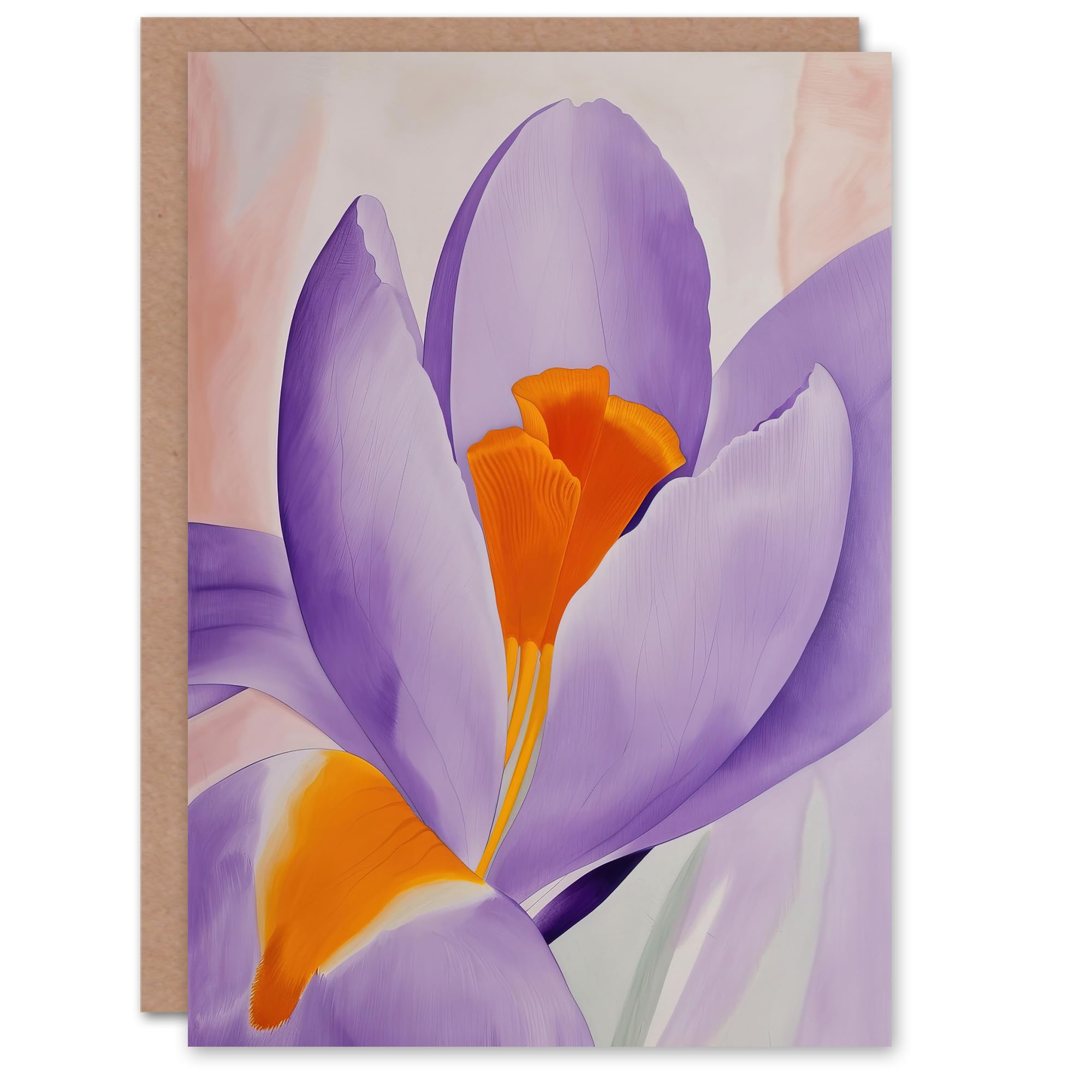 Artery8 Crocus Flower Orange Lilac Abstract Watercolour Greeting Birthday Card Him Her All Blank