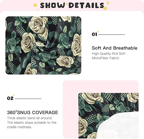 Miniatura 5 de Fitted Crib Sheets White Roses Baby Crib Sheets for Boy & Girl Toddler Mattress Sheets 21216581
