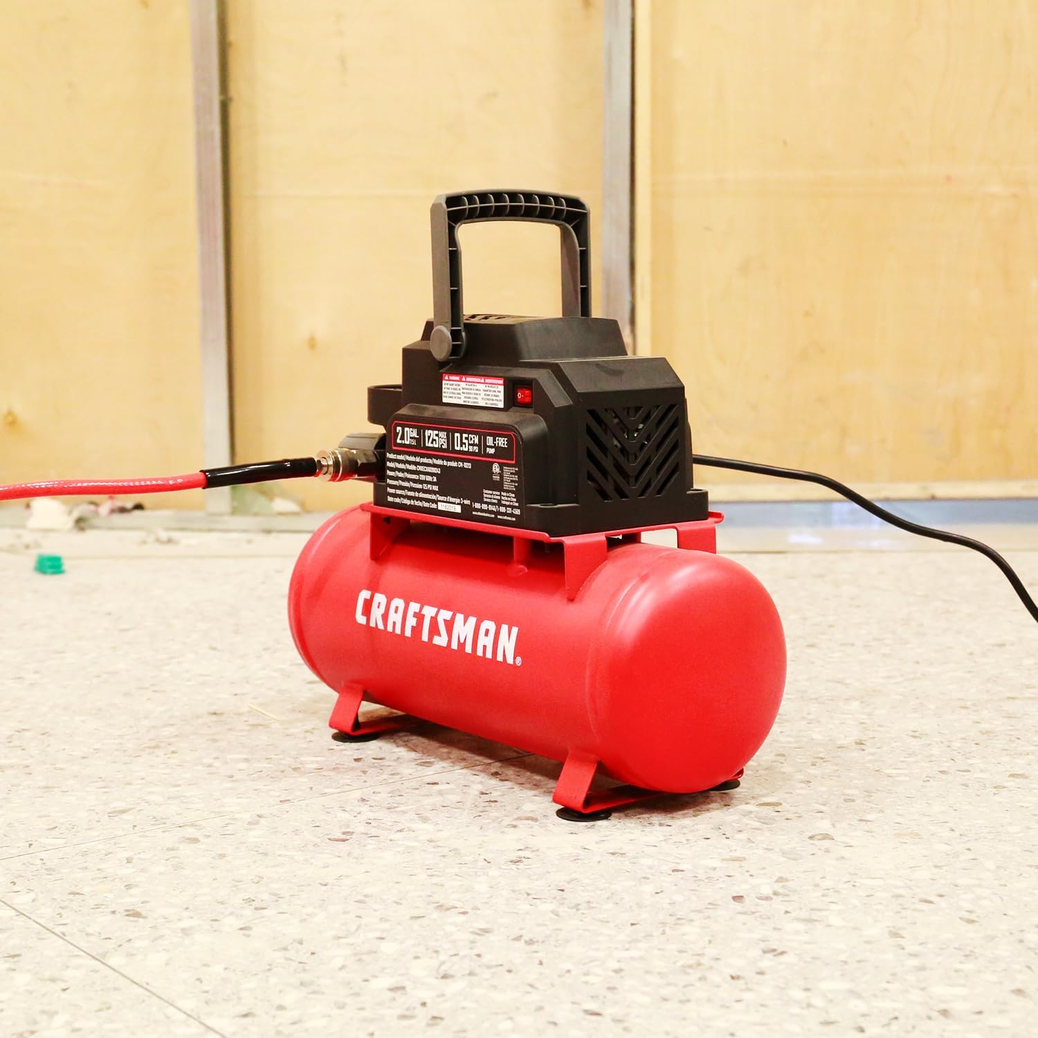 Craftsman Air Tools, 2 Gallon Portable Air Compressor 1/3 HP Oil-Free Max 125 PSI Pressure, Hot Dog, Model: CMXECXA0200243 - Image 6