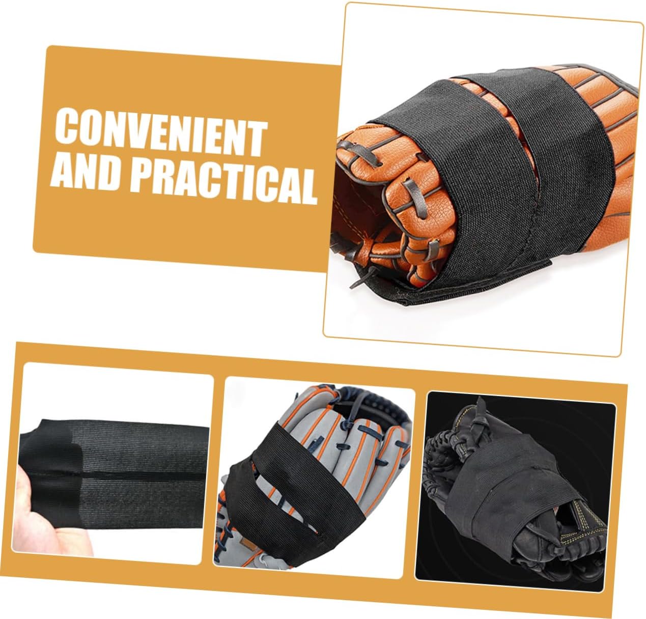 4pcs Baseball Glove Wrap Catcher Glove Wrap for Softball Elastic and Sticky Strap