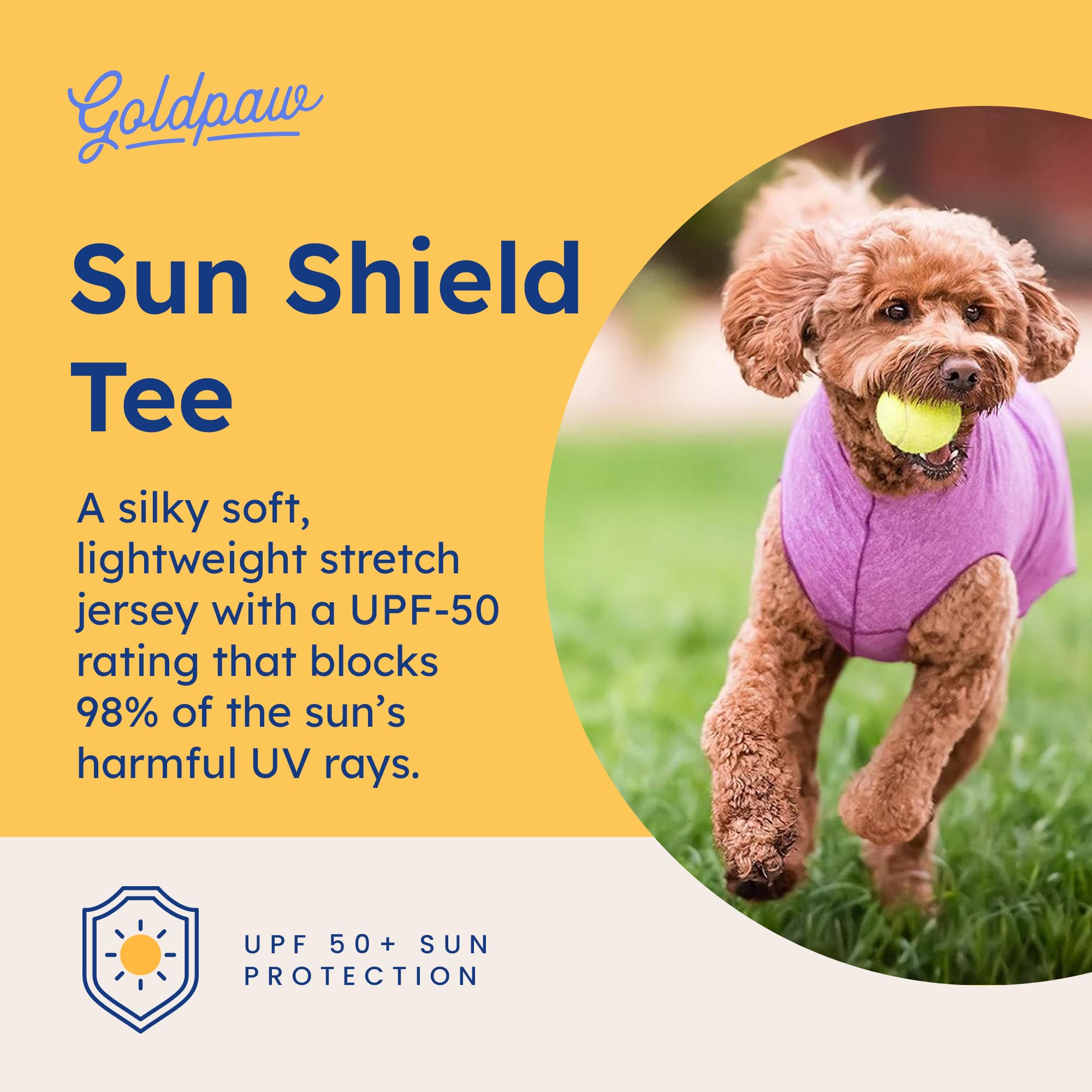 Gold Paw Sun Shield T-Shirt pour Chien - Protection UV - Soulage l'anxiété des Animaux domestiques - Soin des plaies - Protège Contre Les queues de Renard et l'alopécie - Lavable en Machine - Toutes