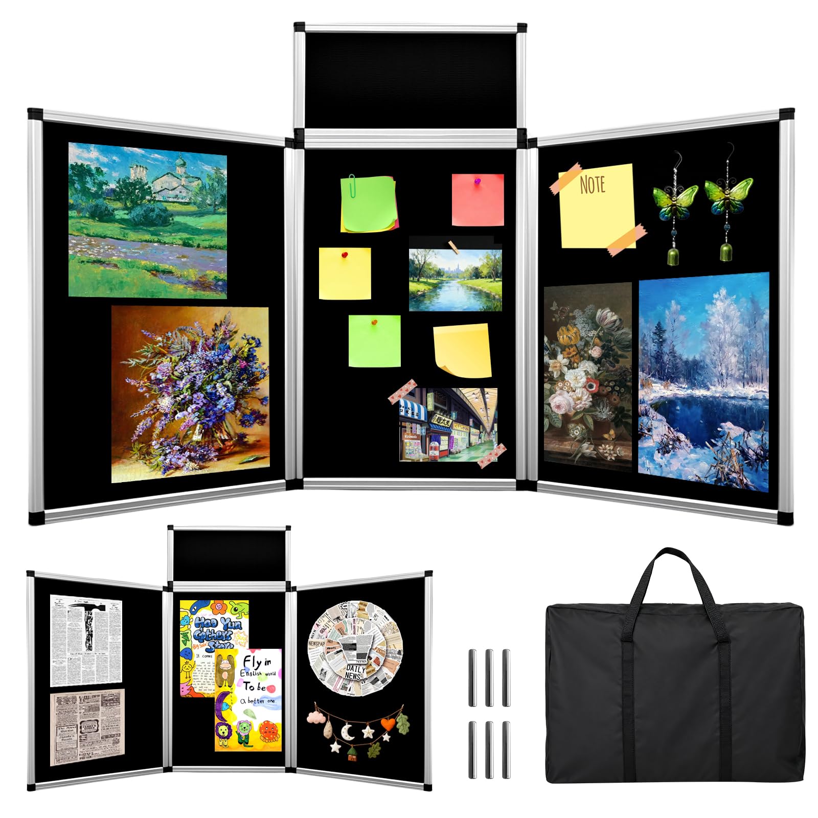 Amazon.com: DRKSBesto 3+1 Panel Double-Sided Black Trifold Display