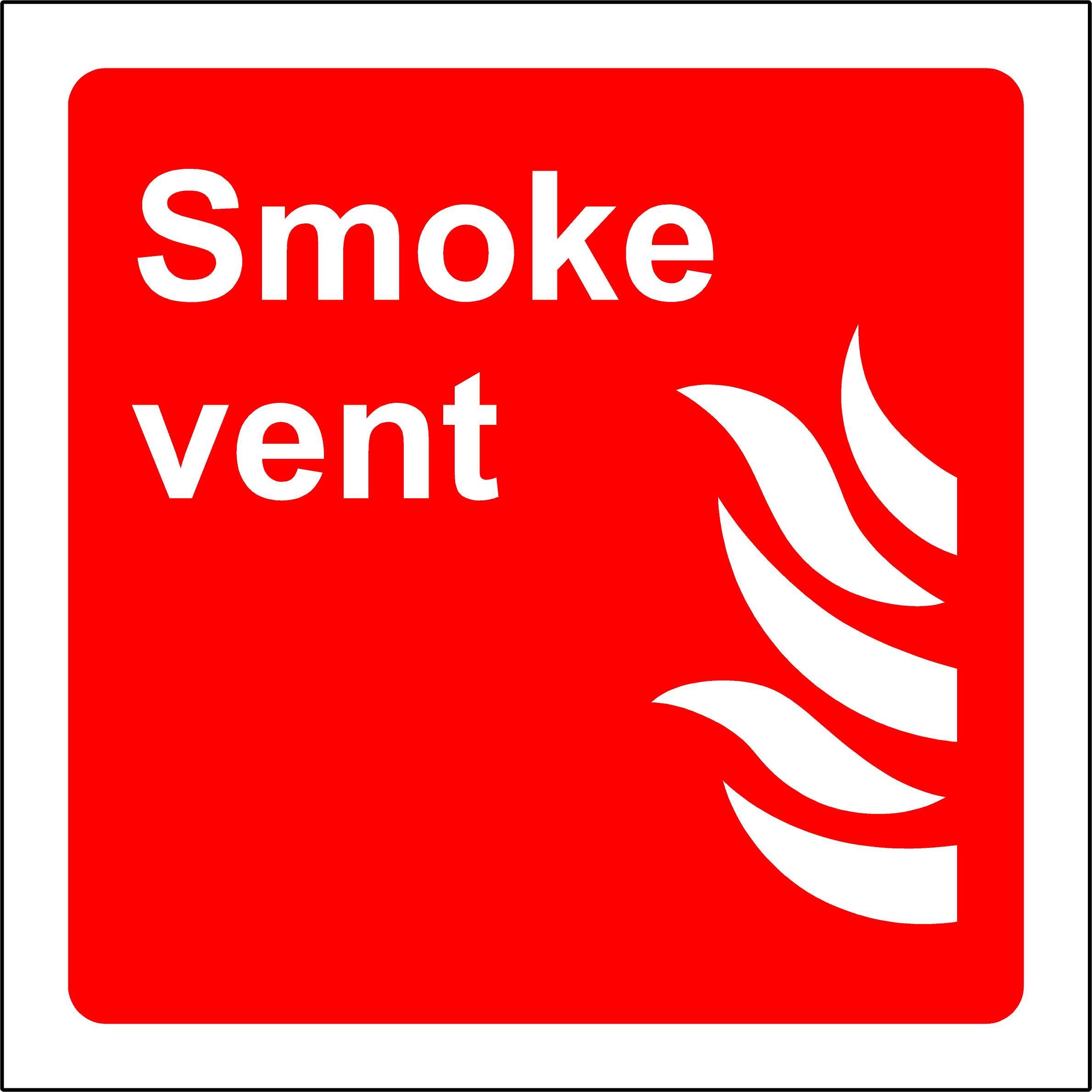 Smoke vent fire safety sign - 1.2mm Rigid plastic 100mm x 100mm