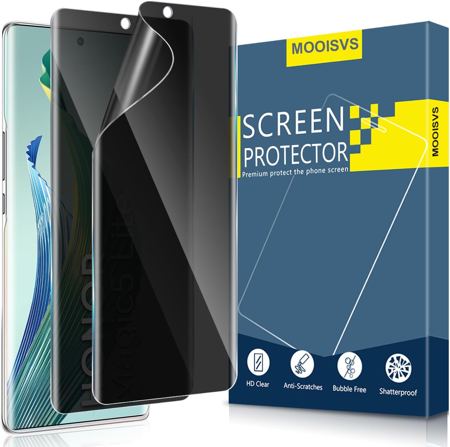 [2Pack Honor Magic 5 Lite 5G Flexible Privacy Screen Protector(Not Tempered Glass), Support Fingerprint ID,Anti-Spy Flexible Soft TPU Film,Easy Installation For Honor Magic 5 Lite 5G