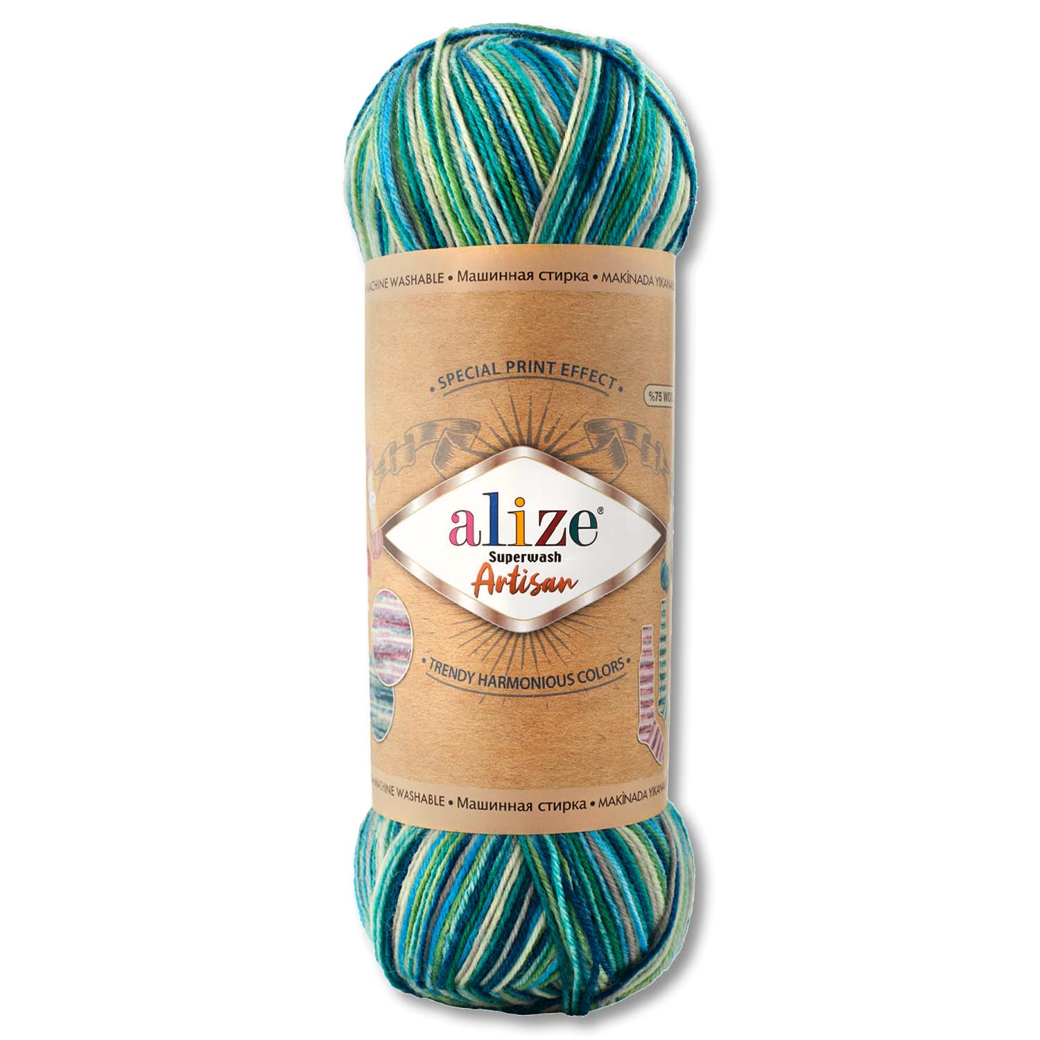 Wohnkult Alize Superwash Comfort 7708 - Gomitolo di lana per calze, 5 x 100 g, 33 colori a scelta