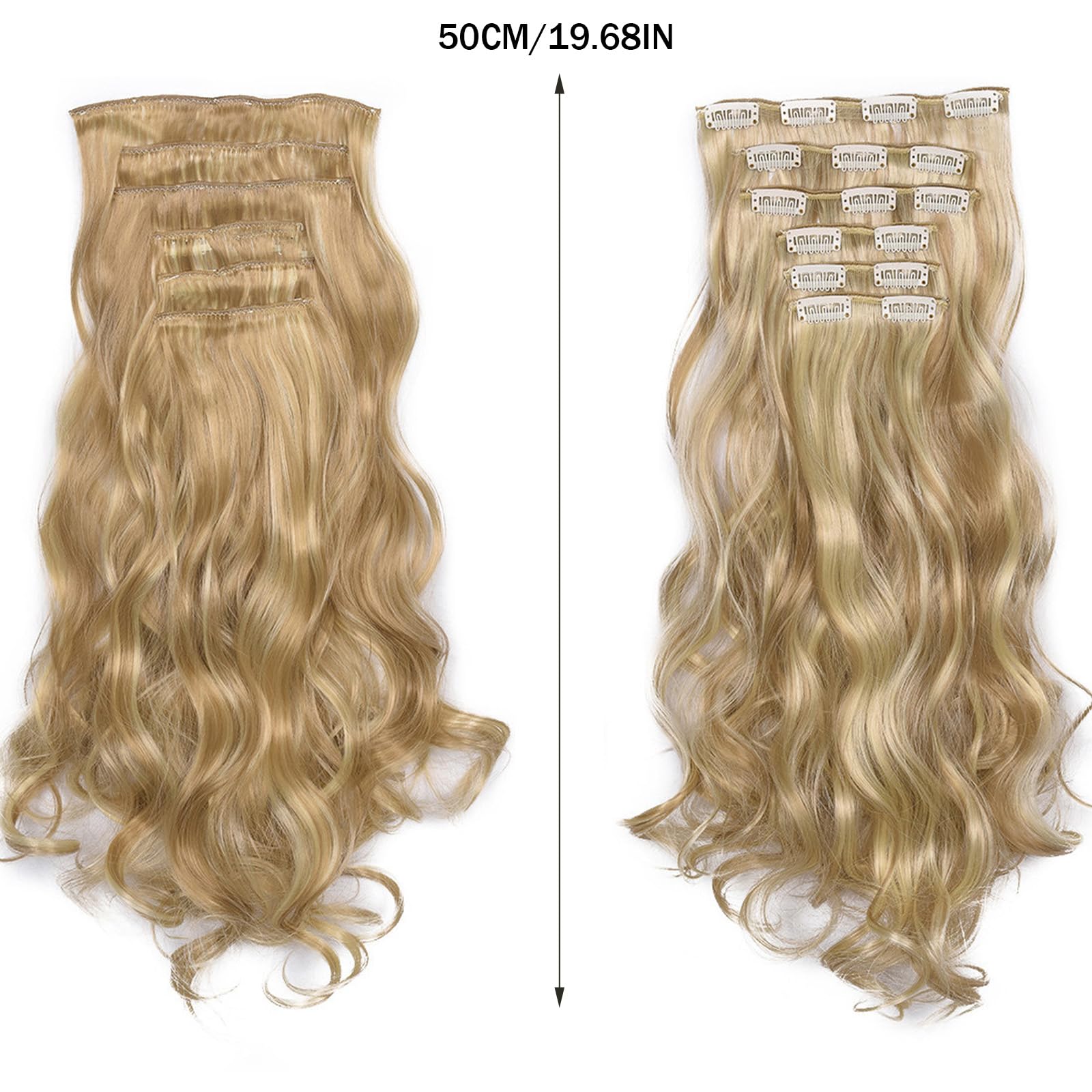 AYNKH Mixed Blonde Clip in Hair Extensions, 6PCS Long Curly Wavy Hair Extensions with Layered Clips - Image 2