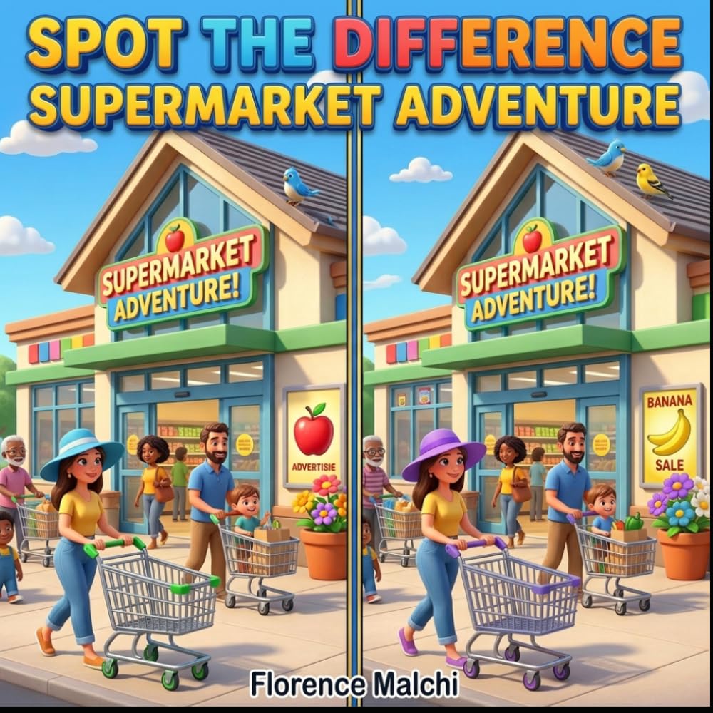 Spot the Difference Supermarket Adventure: A Fun Grocery Store Activity Book for Kids: Find the Hidden Changes and Solve the Picture Puzzles! (The Spot the Difference Adventure Series)