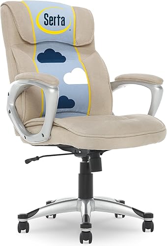 Miniatura 22 de Serta® Hannah Silla Ejecutiva para Oficina en Casa, Ergonómica con Respaldo Medio y Soporte Lumbar, Cojín de Asiento Firme, Almohadas de Cuerpo en