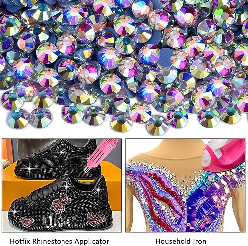 Miniatura 3 de Blinginbox Diamantes de imitación Hotfix a granel, 2880 unidades de diamantes de imitación para manualidades, gemas de vidrio para ropa, decoración,