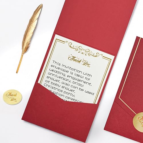 Miniatura 3 de VANRA 10 juegos de papel de papelería con sobres, juego de sobres de papel de escritura con plumas para carta de agradecimiento, invitaciones, Rojo