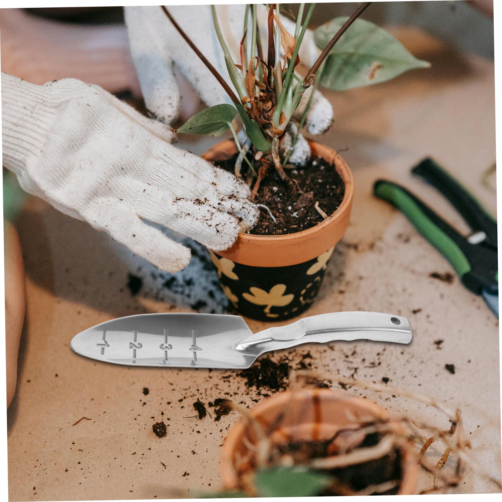 Sosoport 5piezas Pala De Jardinería Multifuncional para Plantar Excavar y Trasplantar y Huertos