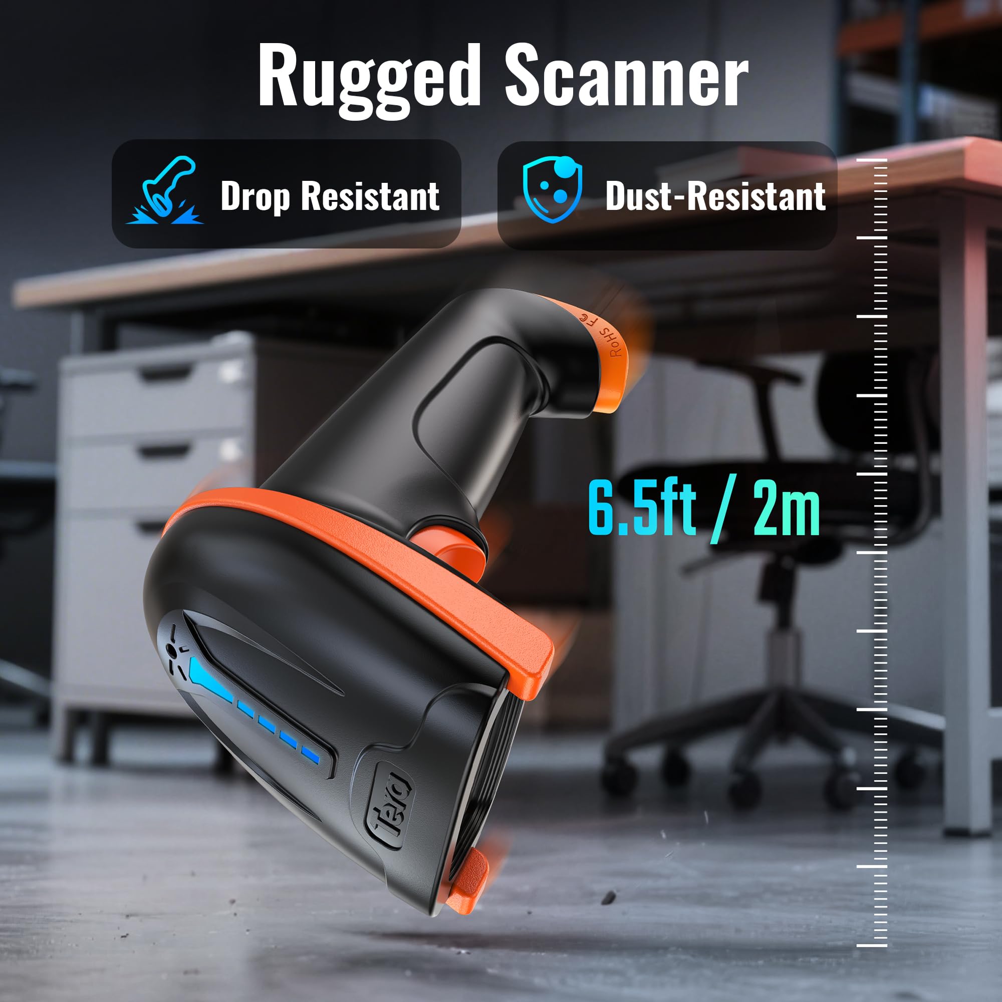 Tera Scanner de Codes-Barres sans Fil 2D 2,4 GHz et USB 2.0 Filaire 2D QR Scanner de Codes-Barres sans Fil CMOS Lecteur de Codes-Barres pour écran d'ordinateur de paiement Mobile Lecteur D5100-Z