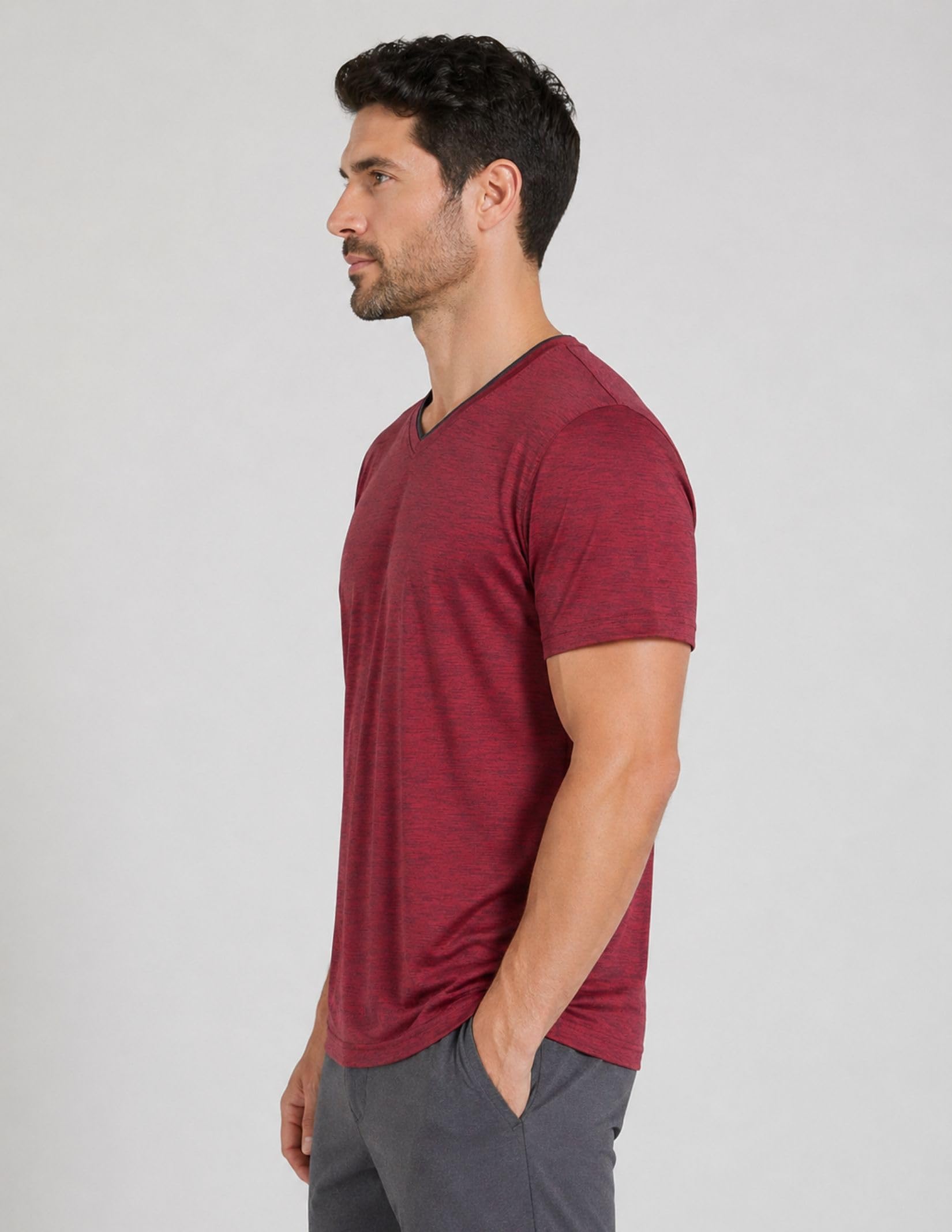 Liberty Pro Maglietta A Maniche Corte con Scollo A V A Secco T-Shirt Uomo