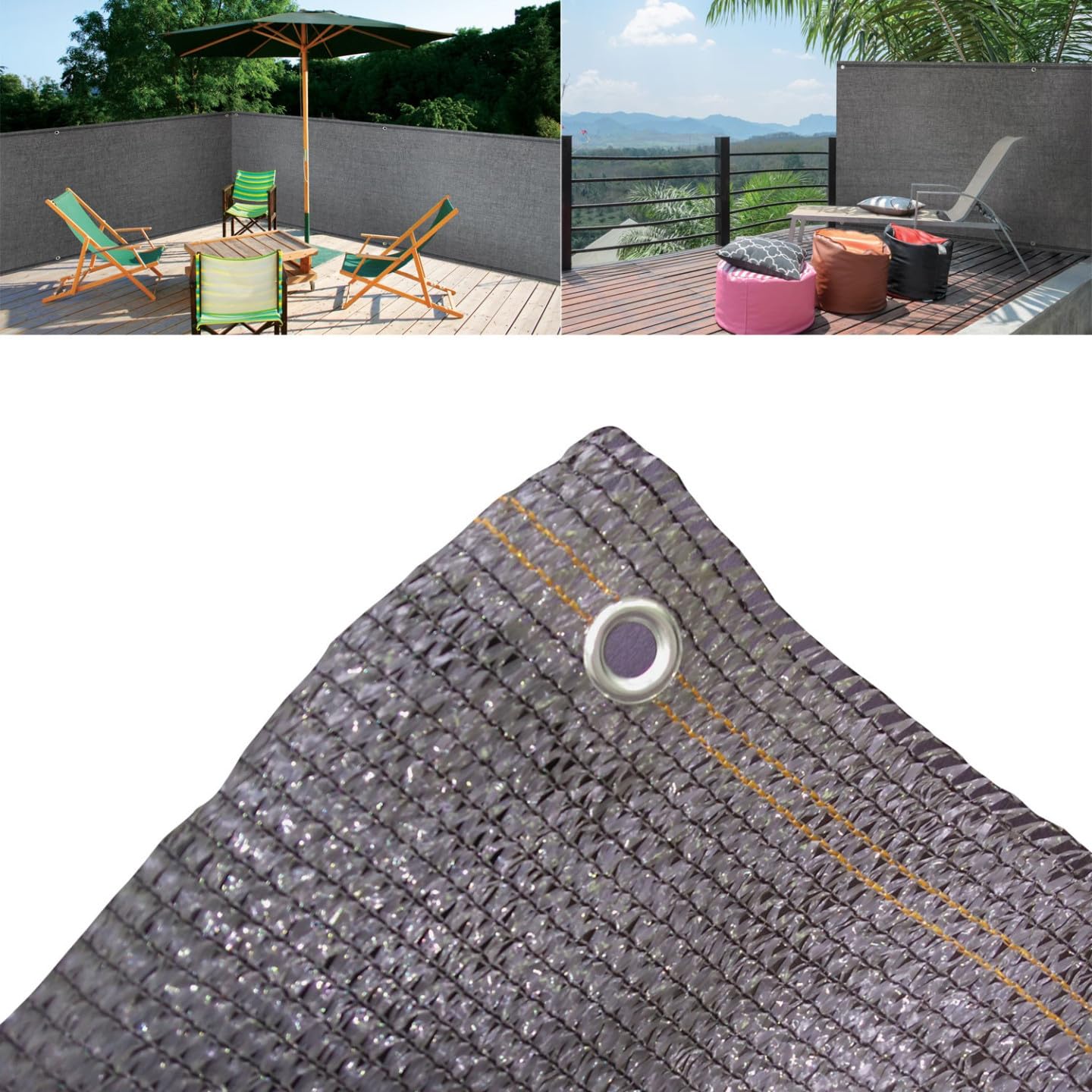 Brise Vue renforcé 1,5 x 10 M Gris 90 GR/m²