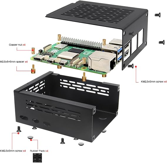 Geekworm PCIe Metal Case P579 for Raspberry Pi 5 Support Top M.2 NVMe HAT X1001/X1004/X1003/X1015/X1000 & Raspberry Pi 5 Active Cooler