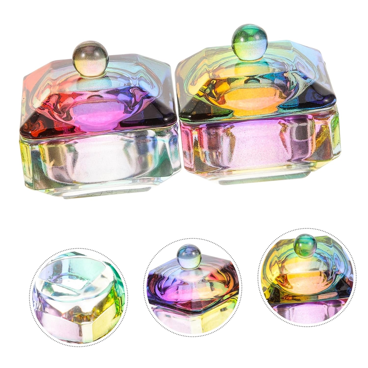 NOLITOY 2pcs Nail Liquid Holder Glass Cups Lids Manicure Nail Dish Acrylic Supplies