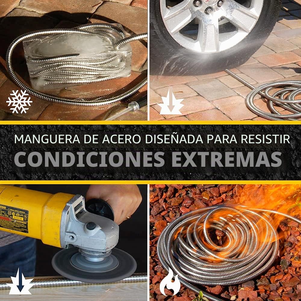 BIONIC STEEL Manguera de jardín de 75 pies, manguera de agua de metal de acero inoxidable 304 de 75 pies, manguera flexible, sin torceduras, ultraligera y duradera, resistente al aplastamiento