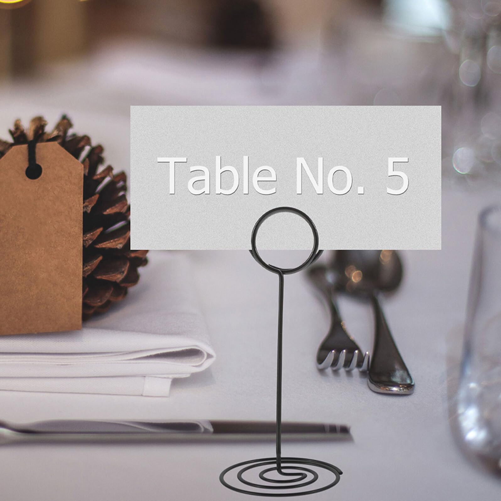 Porte-carte de Table 4 Pièces en Fer Noir pour Réunions