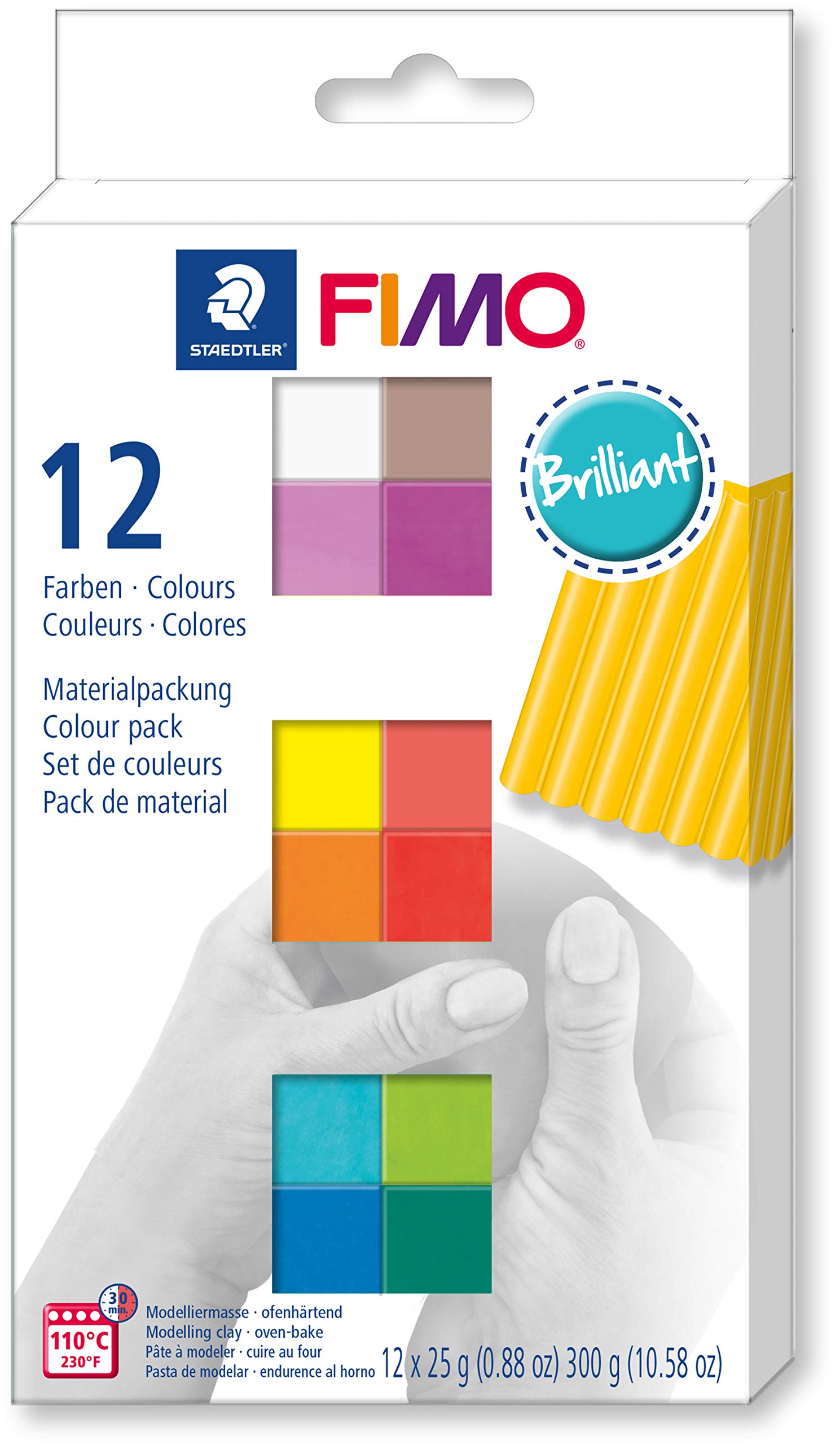 Fimo Modeliermasse 12x 25g, ofenhärtend (12 Halbblöcke, Brillant, 3)