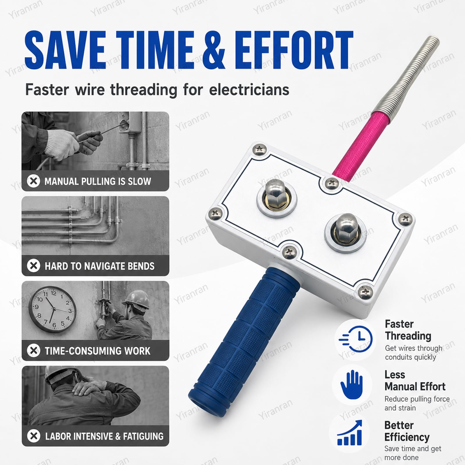 Herramienta profesional para el tendido de cables de electricistas, extractor de cables accionado por taladro, guía pasacables, cabezal de guía de resorte flexible, para instalación rápida de cables