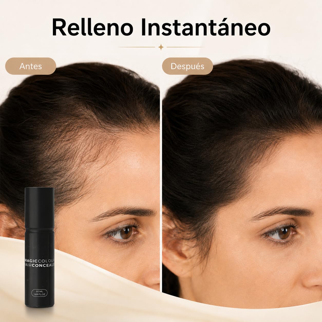 Miraj Densifying Hair Cream Crema Densificante Para Cabello Fino, Corrector de Entradas con Cobertura Ligera, Acabado Natural Para Peinado Diario (Black/White)