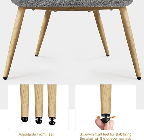 Miniatura 7 de Yaheetech Boucle - Silla decorativa, sillón de tela moderna, cómoda silla de barril esponjosa, silla de lectura con respaldo alto plegable y patas