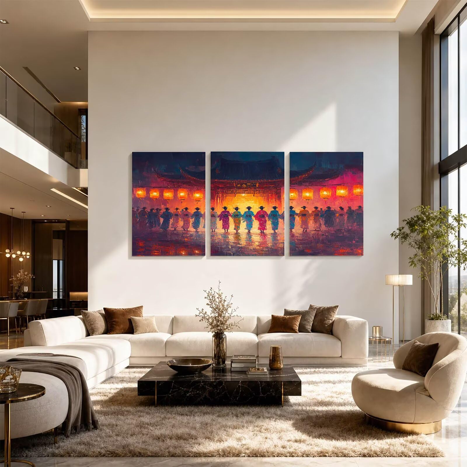3 opakowania Luminescencja farba numeryczna dla dorosłych Japonia zestaw do aktywności ręcznej dla dorosłych z rozpalonym pędzlem akrylowym i płótnem 60 x 40 cm * 3 kolorowanki według numeru dla