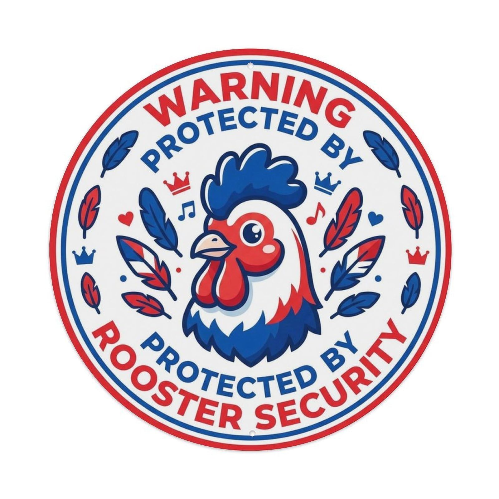 Rooster Pet Security Warning Cute Symbols Metal Tin Sign