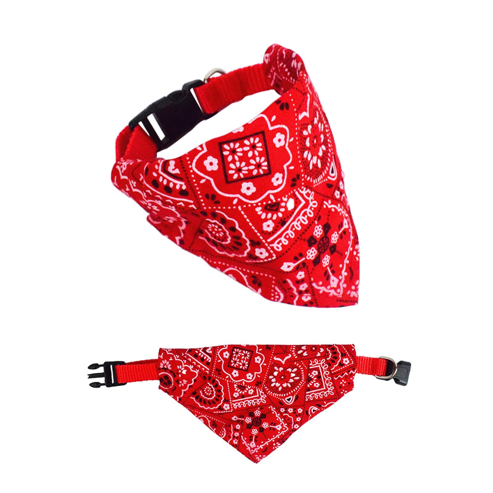 FuninCrea Collar de pañuelos para perro, toallas triangulares, baberos lavables, bufanda, bandanas ajustables, patrón de flores, accesorios de disfraz para perros pequeños, medianos y grandes (rojo)