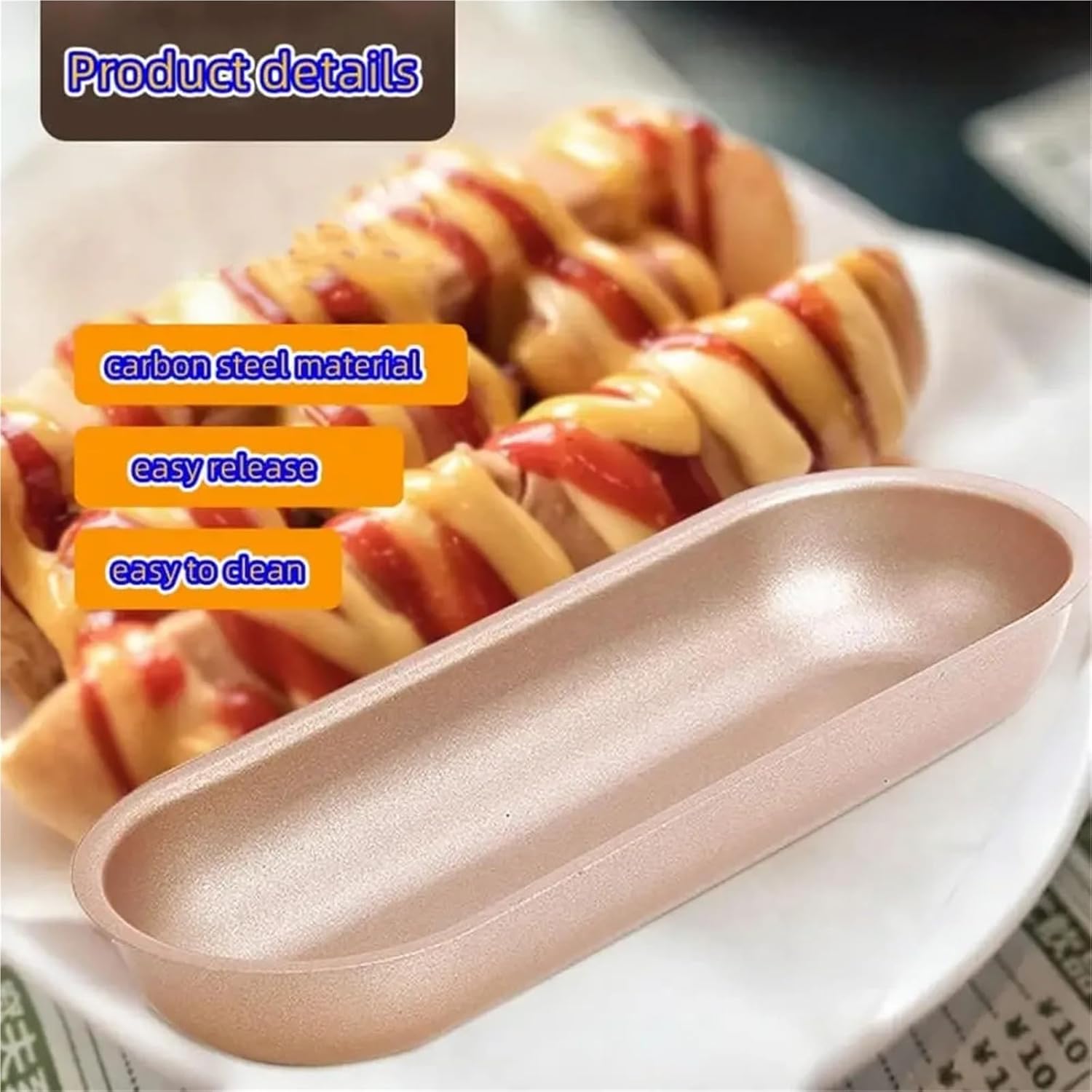 5PCS Hot Dog Shaped Bread Baking Mold Carbon Steel Non-Stick Baking Pans for DIY Bread Hot Dog Toast Cakes Bakeware