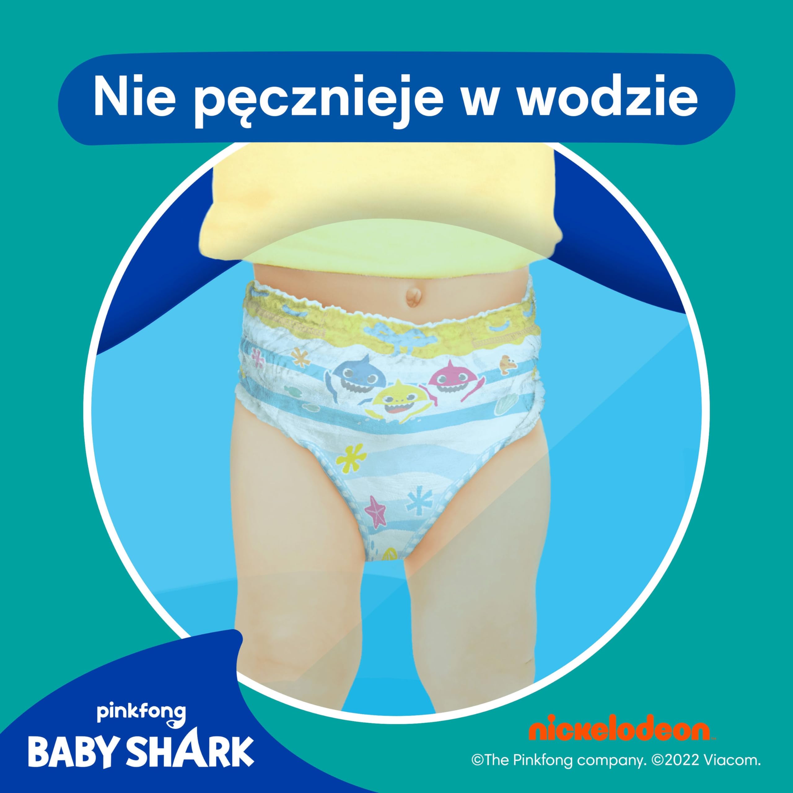 Pampers Splashers Baby Shark, 3, 12 Jednorazowe pieluchomajtki do pływania 6kg-11kg